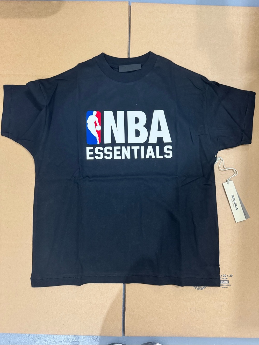 Essentials Black NBA Logo Tee with Red, White & Blue Accent